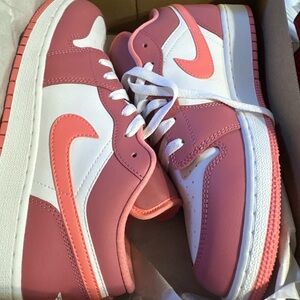 Jordan Women's Pink and White Sneakers
